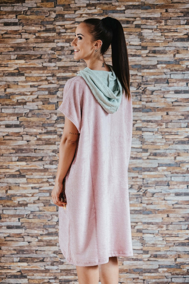 Pink Woman Wild Roses - Handmade Bamboo Poncho