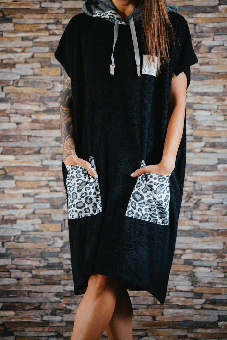 Black Woman Leopard - Handmade Bamboo Poncho