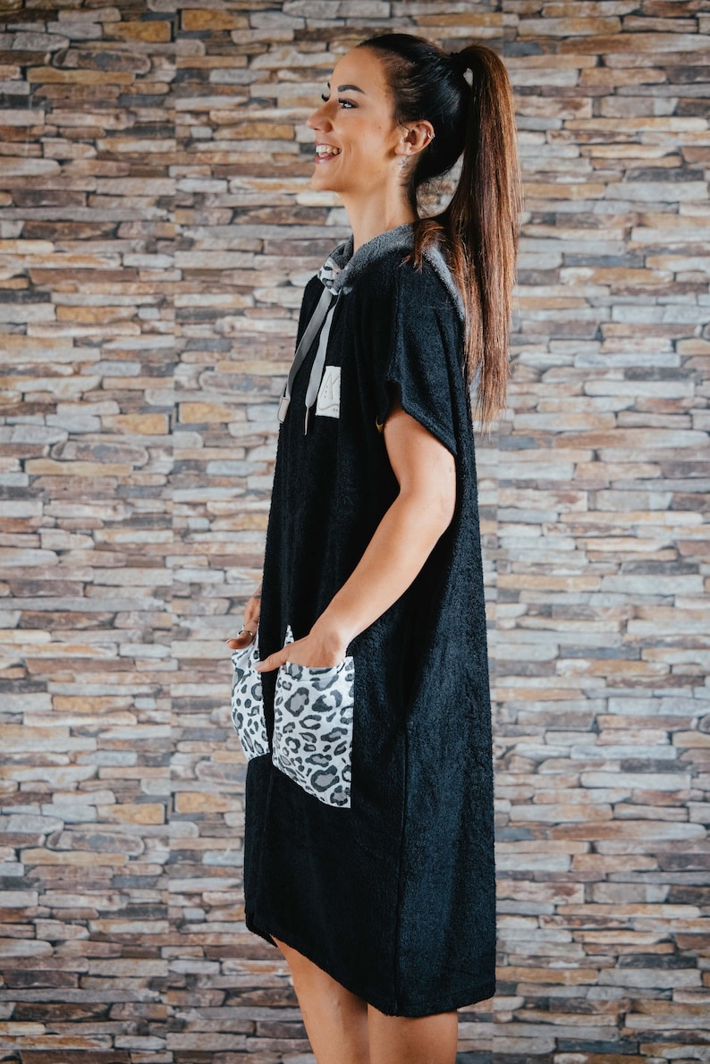 Black Woman Leopard - Handmade Bamboo Poncho