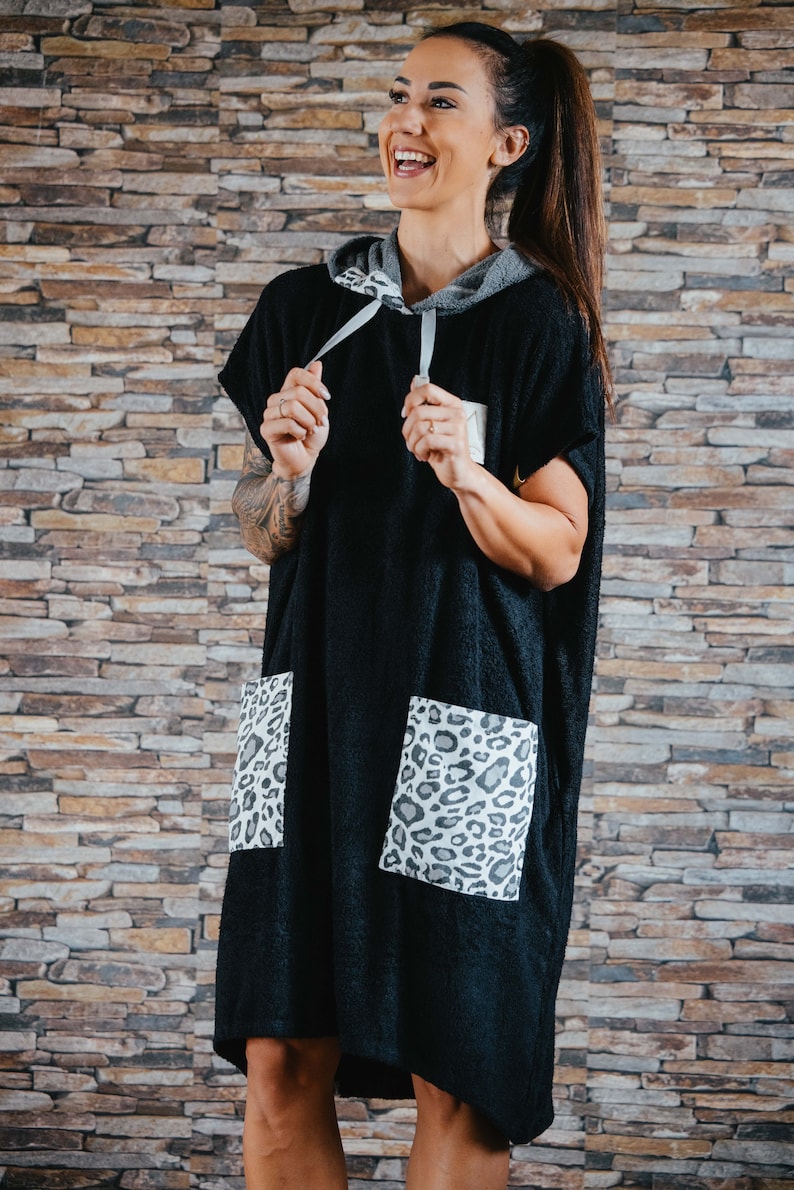 Black Woman Leopard - Handmade Bamboo Poncho